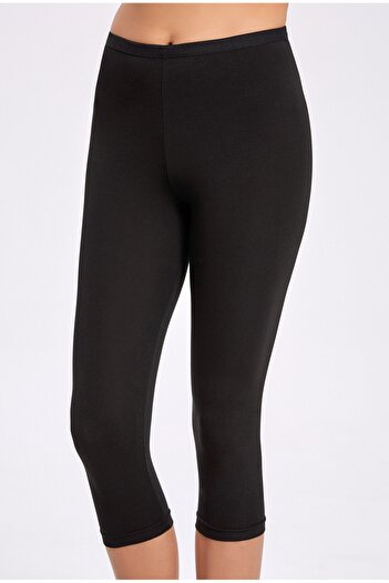 İLKE İÇ GİYİM Women's Black Capri Tights 3-Piece