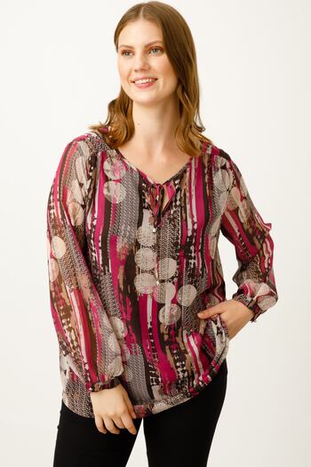 Ekol Lace-up Chiffon Blouse