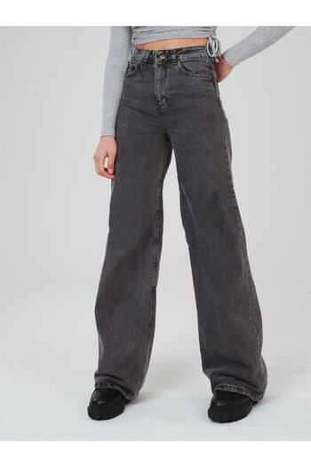 Ramrod Füme Yüksek Bel Bol Paça Kot Pantolon- Wide Leg