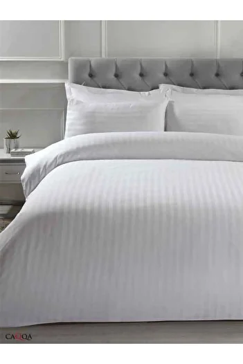 CAQQA 180 X 280 Cm Single Striped Satin Hotel Bed Sheet