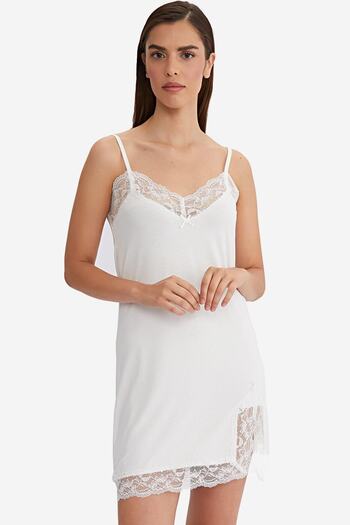 AYYILDIZ 59442 Ecru Combed Cotton Nightgown