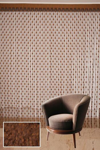 AKÇA TEKSTİL Polka Dot Model Bitter Brown Color Rope Curtain Ready-made Buttons Sewn Rope Curtain 300*280 cm