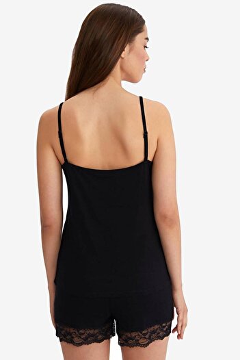 AYYILDIZ 59443 Black Combed Cotton Shorts Suit