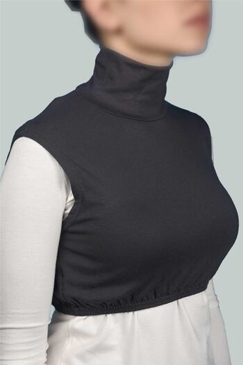 Altobeh Zero Sleeve Turtleneck Full Neck Lycra Combed Cotton Women's Half Body - Smoke