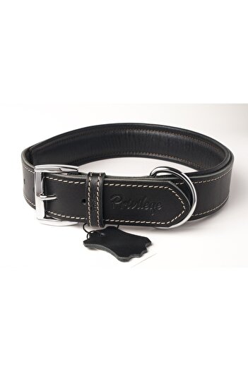 Privilege Genuine Leather Dog Collar L Black 3x47-56 Cm