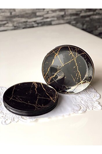 GÜRCÜGLASS Marble Pattern Cake Plate