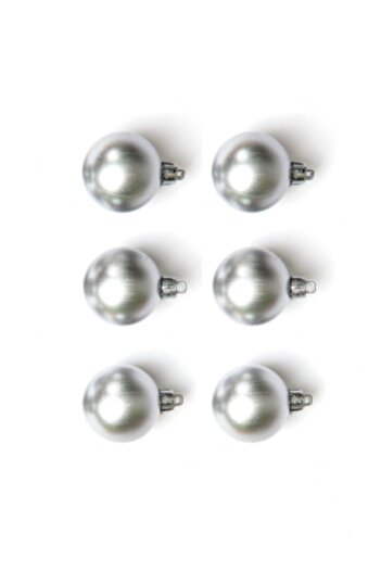 Waldern Set de 6 bile de pin de Anul Nou 4cm argintiu