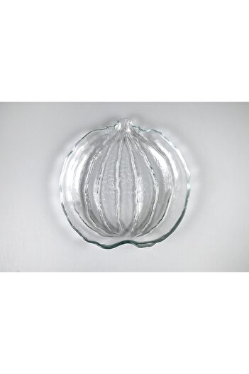 HERITAGE Transparent Glass Pumpkin Serving Plate Transparent 22 Cm