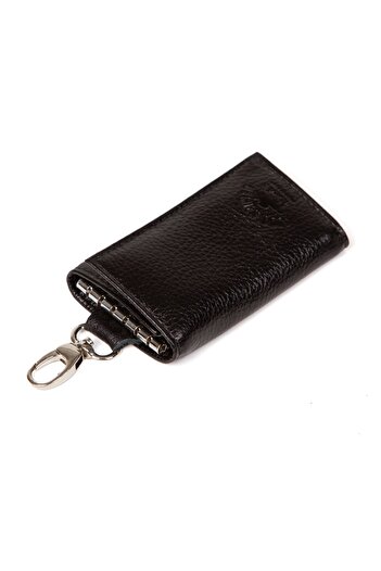 Newish Genuine Lambskin Balanced Snap Keychain.black (9.5CM X 6CM)