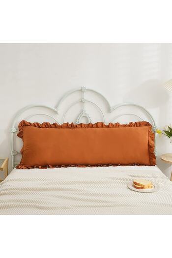 Tinybabyconcept Natural Cotton Cinnamon Long Pillow Case Ruffle Edge Decor Pregnant Pillow 50x135 Cm