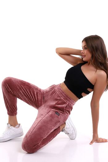 winmoda Rose Softy Sweatpants Jogger Ψηλόμεση Γαλλική βελούδο
