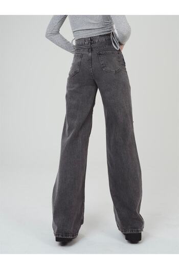 Ramrod Füme Yüksek Bel Bol Paça Kot Pantolon- Wide Leg