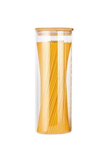 Karçiçeği Home 1750 ml Maxi Size Borosilicate Glass - Vacuum Bamboo Storage Container, Flour Pulses