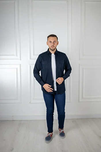 Sarar Інтерв'ю Двокишенькова сорочка Slim Fit синього кольору