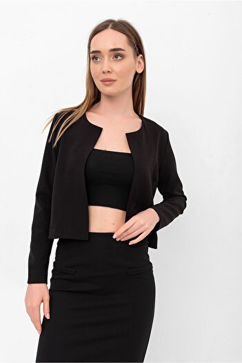 Laranor Black Long Sleeve Short Crepe Jacket&Cardigan