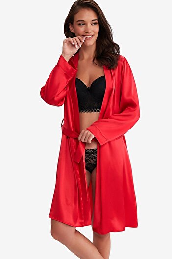 AYYILDIZ 815 Red Satin Dressing Gown
