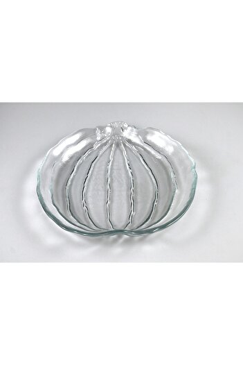 HERITAGE Transparent Glass Pumpkin Serving Plate Transparent 22 Cm