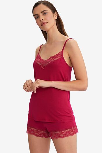 AYYILDIZ 59443 Plum Combed Cotton Shorts Set