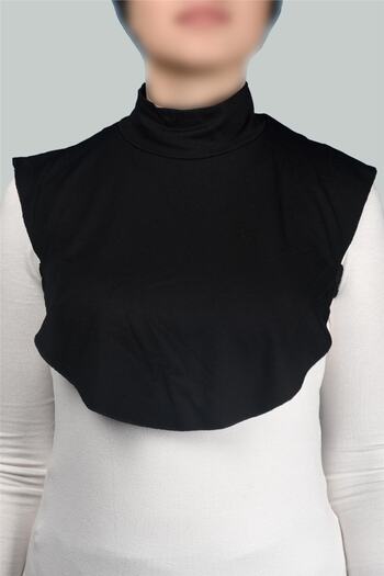Altobeh Plain Turtleneck Throated Combed Cotton Hijab Neck Collar - Black