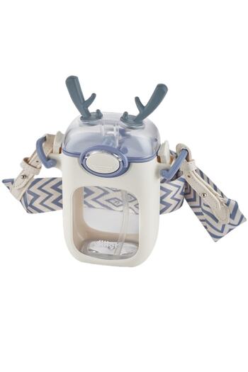 DILLER 400ml Tritan Water Bottle with Straw and Neck Strap - with Cleaning Brush as a Gift