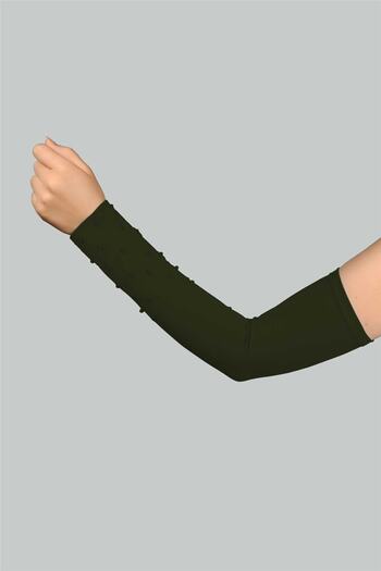 Altobeh Beaded Practical Hijab Pearl Sleeve Combed Cotton Prayer Sleeve - Khaki
