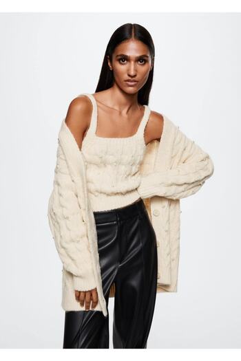 MANGO Woman Pearl Detailed Knitted Blouse