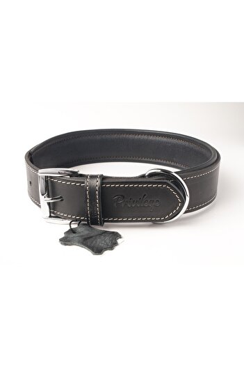 Privilege Genuine Oiled Leather Dog Collar Xs Black 2x29-37 Cm