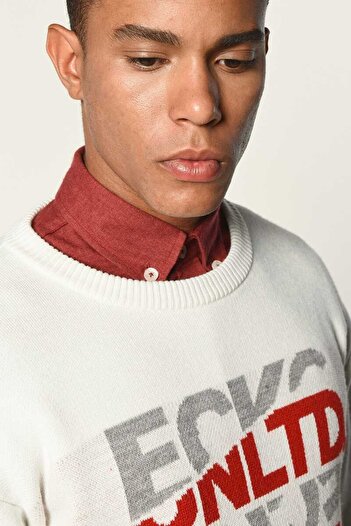 ECKO UNLTD Ανδρικό λευκό πουλόβερ Leonard