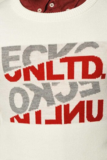 ECKO UNLTD Ανδρικό λευκό πουλόβερ Leonard