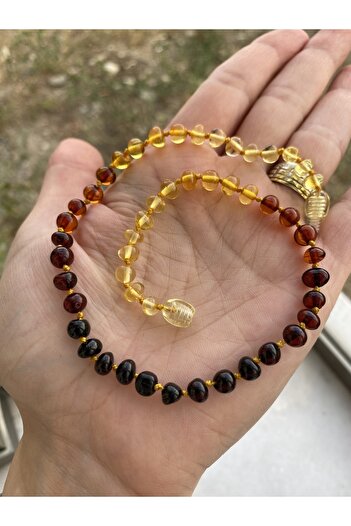 KEHRİBAREVİ KARAMAN Amber Rainbow Model Baby Necklace Bracelet Set