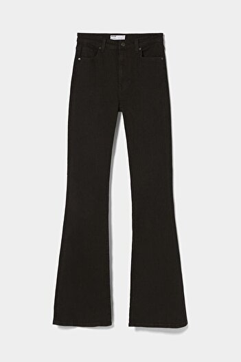 LİMABEL Sommer Ikon Spanish Flare Leg Jeans Fade Black Spanish Jeans High Waist Denim Trousers