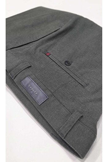 RATEKS Cotton Woven Patterned Large Size Khaki Color Men's Trousers