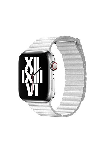 HTstore Watch Ultra 49mm Band Krd-09 Leather Lop Strap Strap-white