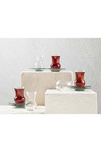 English Home Flair Glass 12 Piece Tea Set 160 Ml Green
