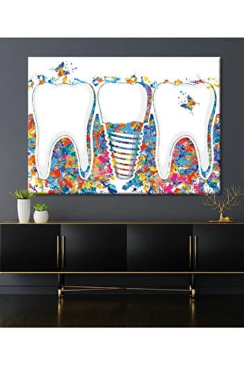 Morfil Sanat Atölyesi Decorative Canvas Painting with Watercolor Effect Special for Dentists to Doctors to Hospitals (8 Different Sizes)
