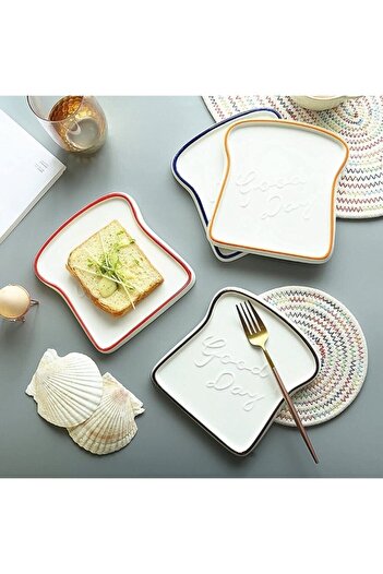 ARVALE 4 Pieces Medium Size Toast Plate Breakfast Presentation Plate Plate Bread Plate - Green-