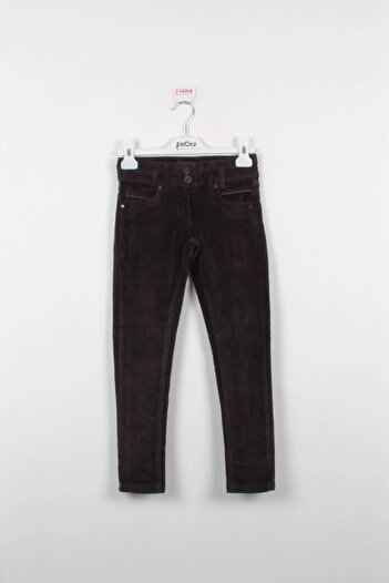 incity Girl's Skinny Leg Brown Velvet Trousers