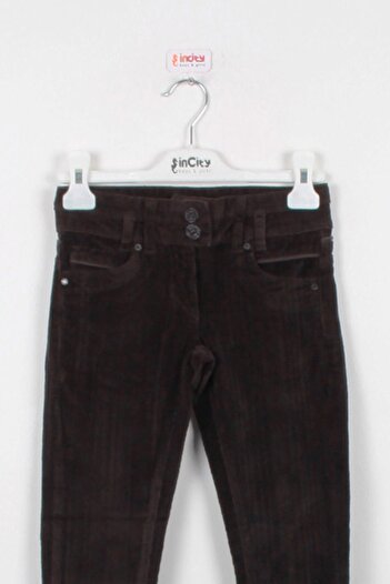 incity Girl's Skinny Leg Brown Velvet Trousers