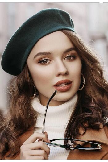 AYGÜN Petrol Green Γαλλικός ζωγράφος Felt Beret