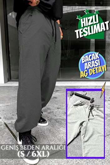 vladivosto Φούτερ Anthracite Plus Size με Ελαστικά πόδια Oversize Γκρι Loose Fit Φούτερ μεγάλου μεγέθους