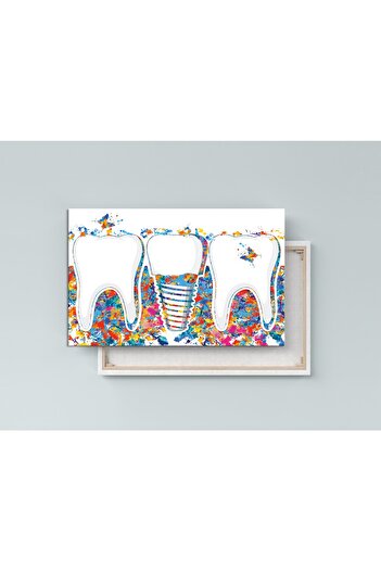 Morfil Sanat Atölyesi Decorative Canvas Painting with Watercolor Effect Special for Dentists to Doctors to Hospitals (8 Different Sizes)