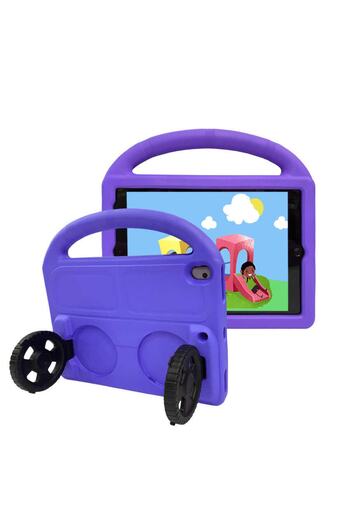 HTstore Tablet Pro 10.5 (7th GENERATION) Wheel Car Tablet Eva Silicone Case with Wheel Stand-purple