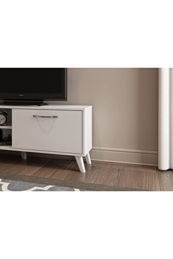 Egecan Mobilya Beyaz 90 Cm Tv Ünitesi Tv Sehpası Kitaplık