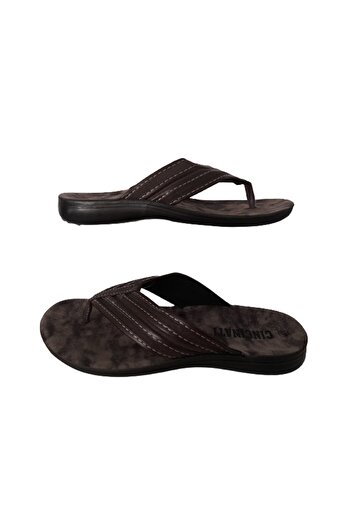 Akınal Bella Flip Flops Men's Light Brown Orthopedic Non-Slip Sole Slippers
