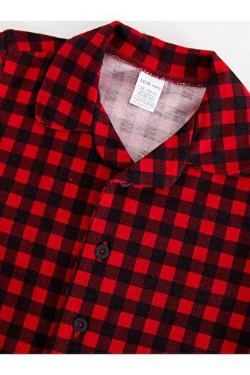 LC Waikiki Polo Collar Long Sleeve Plaid Patterned Baby Boy Pajama Set