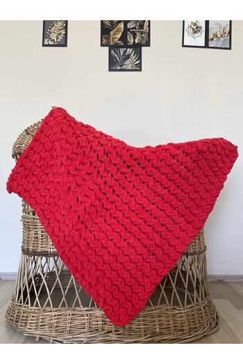 Alize Puffy Hand Knitted Baby Blanket