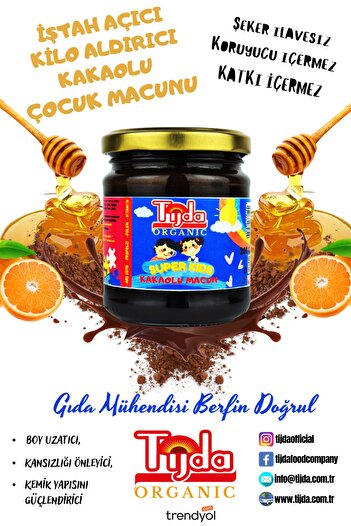 TİJDA Iştah Açıcı Kilo Aldıran Vitamin Katkılı Arı Ürünleri Içerikli Ballı-pekmezli Kids Kakaolu Macun 2li