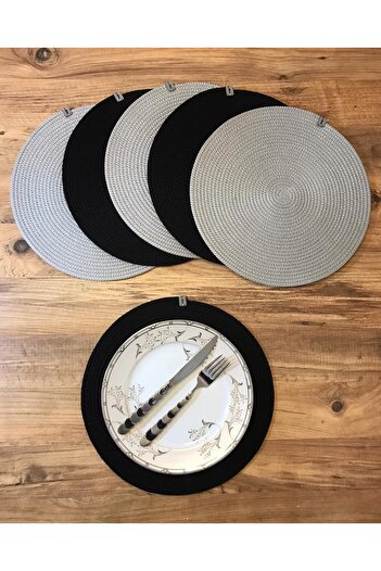 AYŞE SERHOŞOĞLU HOME DESİGN 6 Pieces Placemat, Charger Set, Plate Mat, Silicone-Free, Machine Stitched