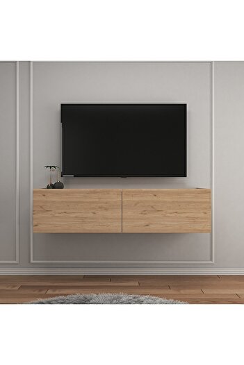 Egecan Mobilya Meşe 120 Cm Tv Ünitesi Tv Sehpası Duvar Rafı Kitaplık