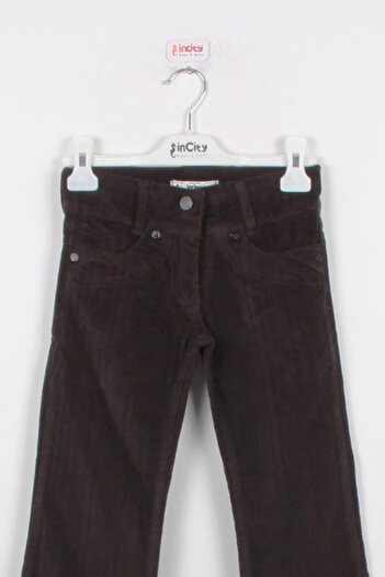 incity Girl's Wide Leg Brown Velvet Trousers